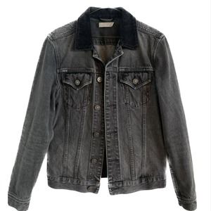 Rare ALL SAINTS Men's Gray Black Mid Wash Denim jacket with Collar Size M
